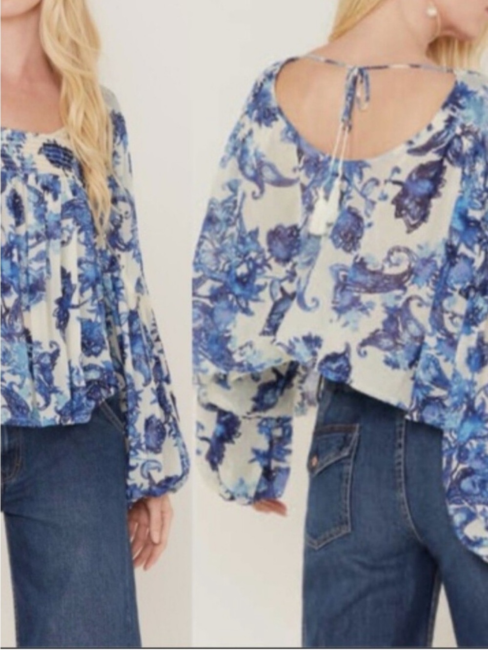 Free People "Up For Anything" Western Blouse Floral Mesh Boho Sz M